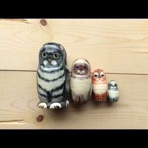 Cat Family Nesting Doll by Golden Cockrel